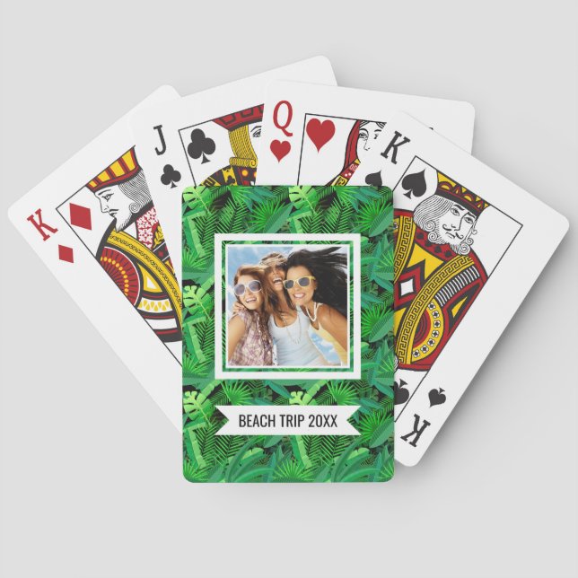 Jeu De Cartes Ajoutez votre nom | Feuilles De Palmiers Tropicaux (dos)