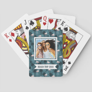Jeu De Cartes Ajoutez votre nom   Flamants roses Pastel Turquois