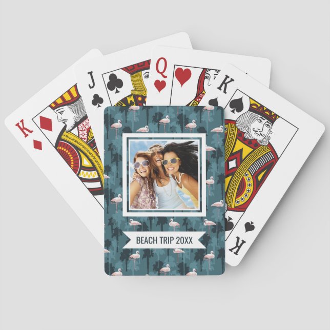 Jeu De Cartes Ajoutez votre nom | Flamants roses Pastel Turquois (dos)