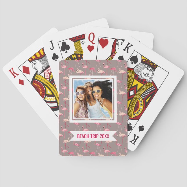 Jeu De Cartes Ajoutez votre nom | Flamants roses rétro (dos)