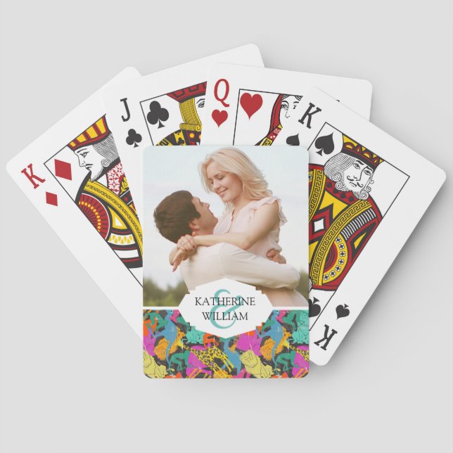 Jeu De Cartes Ajoutez votre nom | Motif de silhouettes d'animaux (dos)
