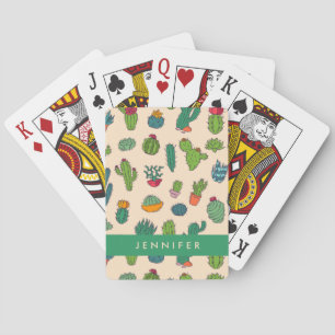 Jeu De Cartes Ajoutez votre nom Motif debout de Cactus mignon