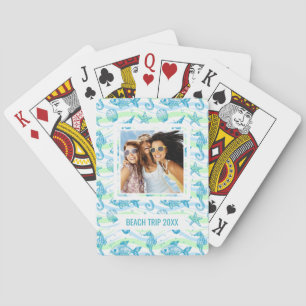 Jeu De Cartes Ajoutez votre nom Motif d'esquisse marine