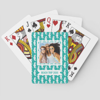 Jeu De Cartes Ajoutez votre nom | Motif Seahorse Turquoise