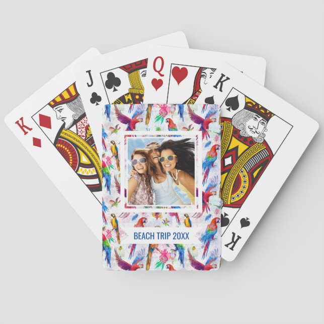 Jeu De Cartes Ajoutez votre nom | Perroquets de style aquarelle (dos)