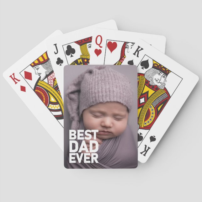 Jeu De Cartes AJOUTEZ VOTRE PHOTO Meilleur Papa Jamais (dos)