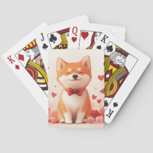 Jeu De Cartes Akita avec Rose - Saint Valentin