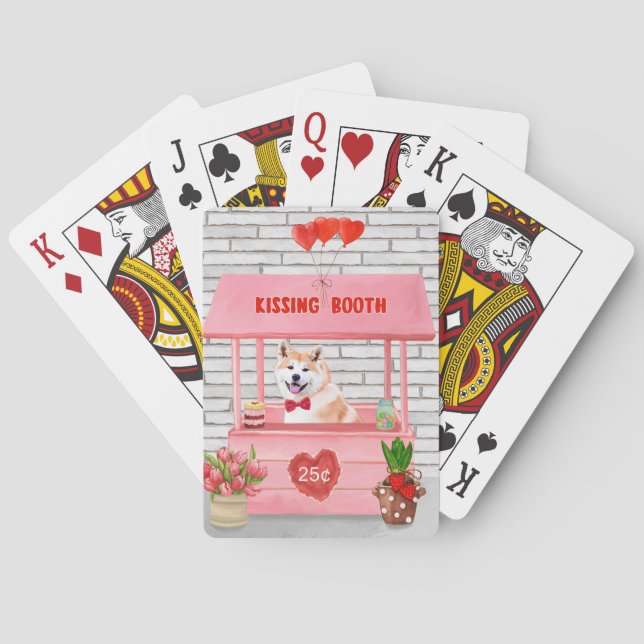 Jeu De Cartes Akita Chien Valentine's Day Kissing Booth (dos)