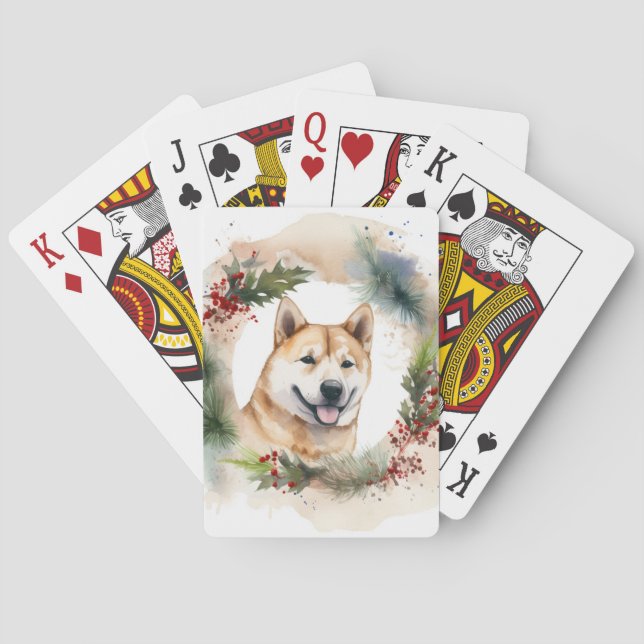 Jeu De Cartes Akita Christmas Wreath Festive Pup (dos)