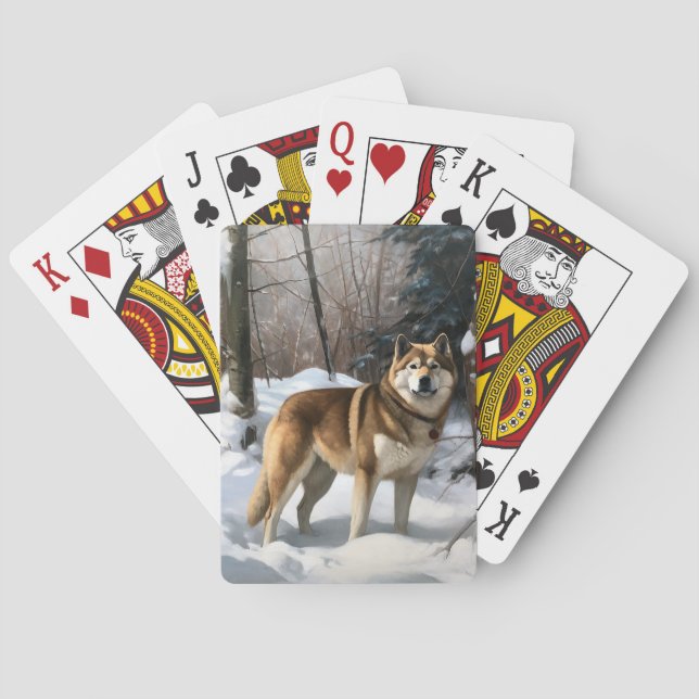 Jeu De Cartes Akita Laisser Neige Noël (dos)