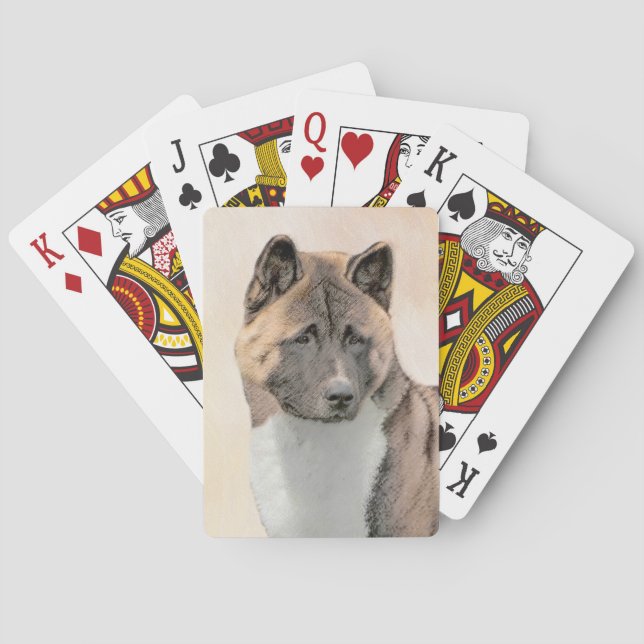 Jeu De Cartes Akita Peinture - Cute Original Chien Art (dos)