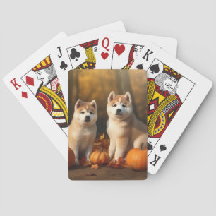Jeu De Cartes Akita Puppy Citrouille d'automne