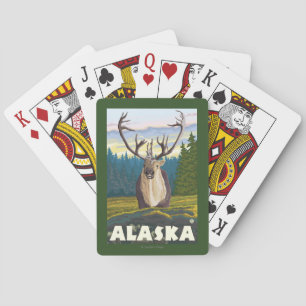 Jeu De Cartes AlaskaCaribou dans le Vintage voyage sauvage