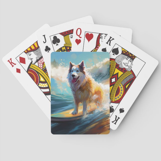 Jeu De Cartes Alaskan Malamute Beach Surf Peinture (dos)
