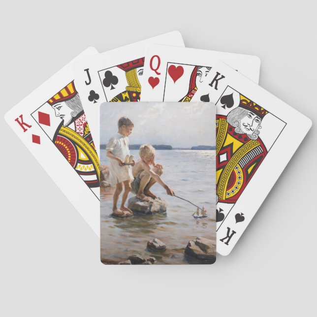 Jeu De Cartes Albert Edelfeue - Les garçons jouent sur le rivage (dos)