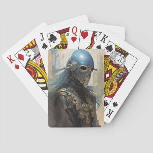 Jeu De Cartes Alien de science-fiction portant un masque casque