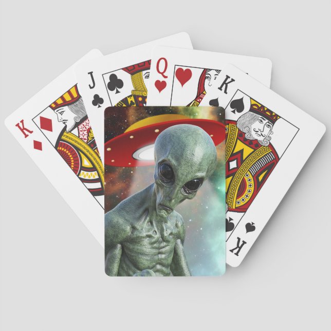 Jeu De Cartes Alien de visage de tisonnier (dos)