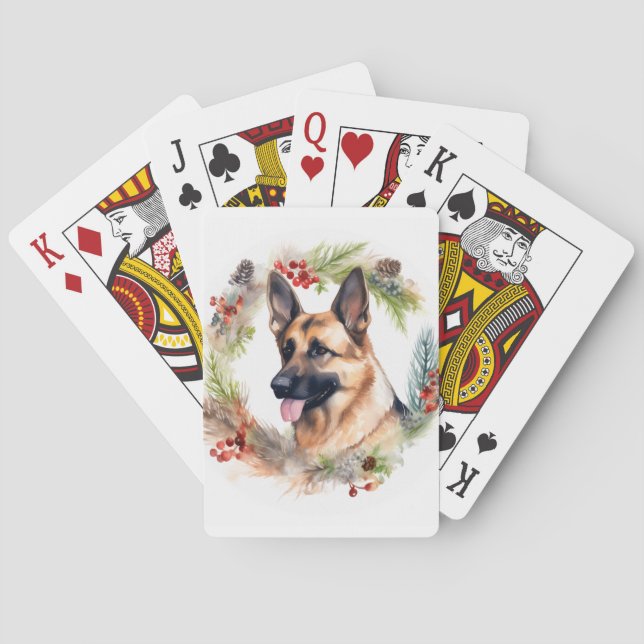 Jeu De Cartes Allemand Berger Noël Wreath Festive Pup (dos)