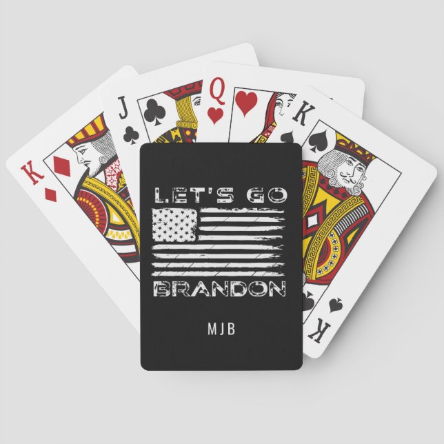 Jeu De Cartes Aller Brandon Biden Drapeau Nom initial Noir (dos)