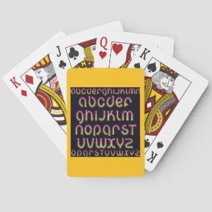 Jeu De Cartes Alphabet néon rose et jaune rétro des années 80