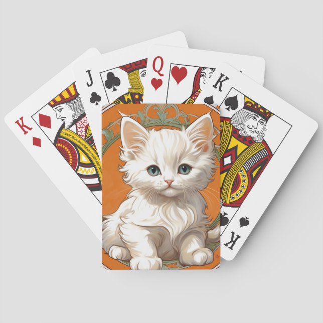 Jeu De Cartes Alphonse Mucha Art Nouveau Kitten blanc (dos)