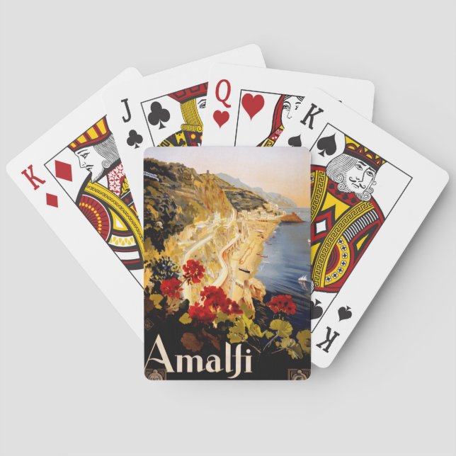 Jeu De Cartes Amalfi Italie Poster de voyage Graphique d'art (dos)