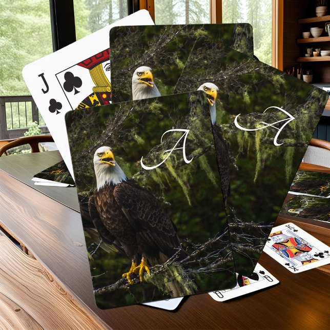Jeu De Cartes American Bald Eagle Monogram Faune patriotique (Bald Eagle monogrammed playing cards)