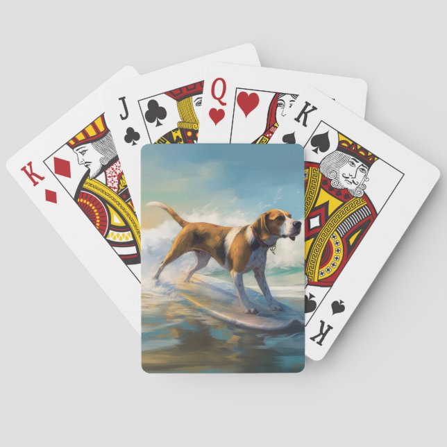 Jeu De Cartes American Engligh Foxhound Beach Surfing Paining (dos)