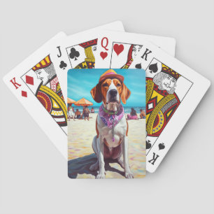 Jeu De Cartes American English Foxhound on Beach, cadeau d'été