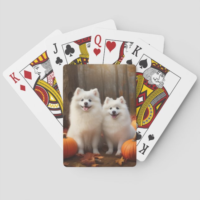 Jeu De Cartes American Eskimo Chiot Automne Citrouille délice (dos)