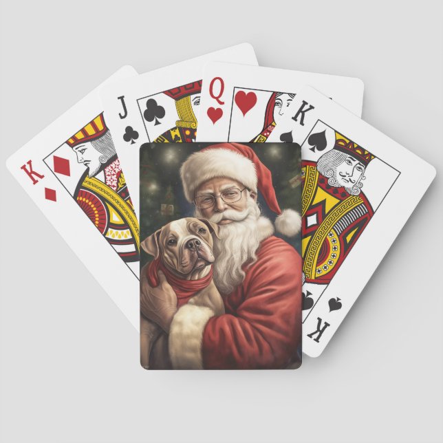 Jeu De Cartes American Staffordshire avec Noël au Père Noël (dos)