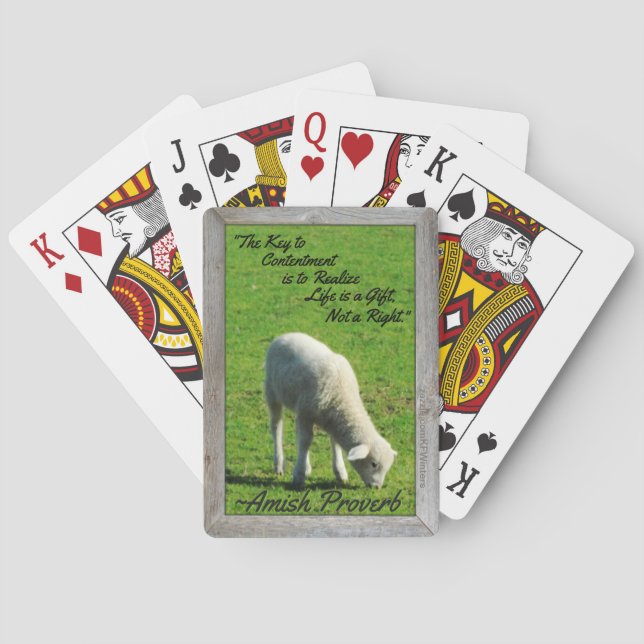Jeu De Cartes Amish Proverb ! Cute lamb ! Amish Farms ! (dos)