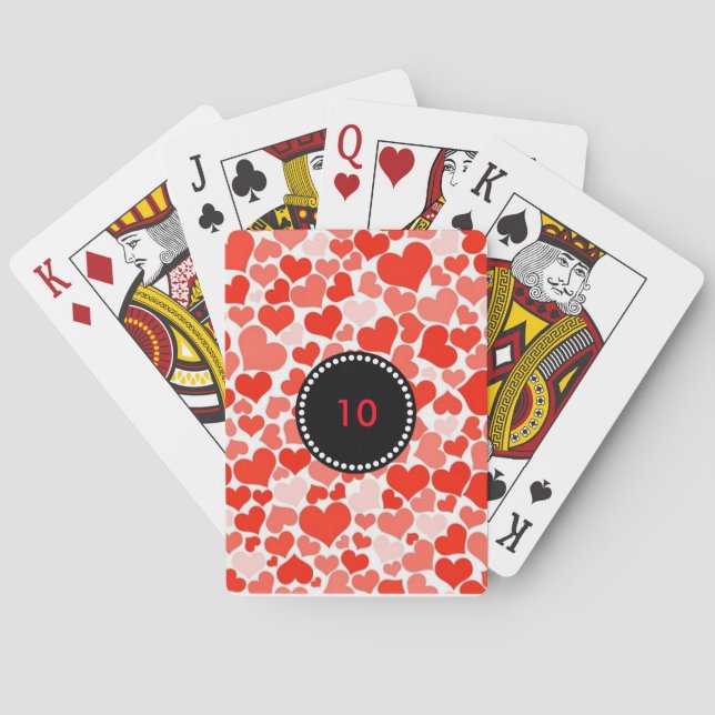 Jeu De Cartes Amour Coeur rose et rouge Année personnalisée (dos)