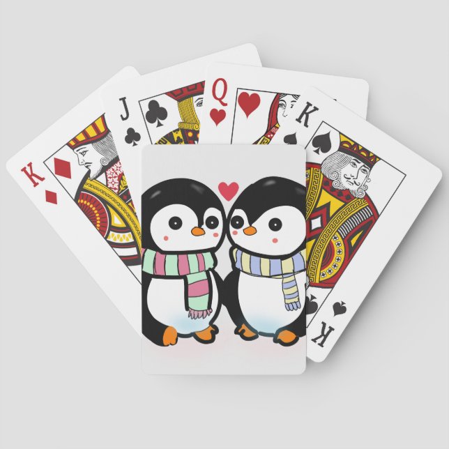 Jeu De Cartes Amour de pingouin personnalisé d'hiver (dos)