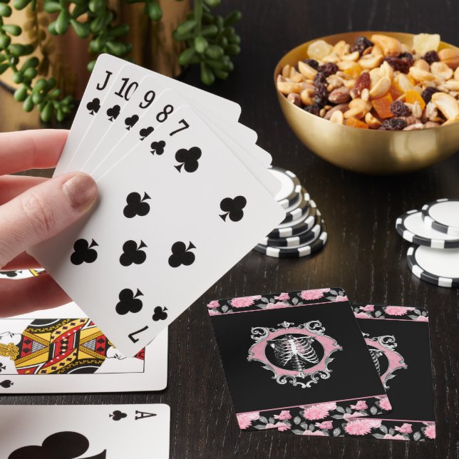Jeu De Cartes Amour gothique | Squelette rose et noir Coeur flor (In Situ)