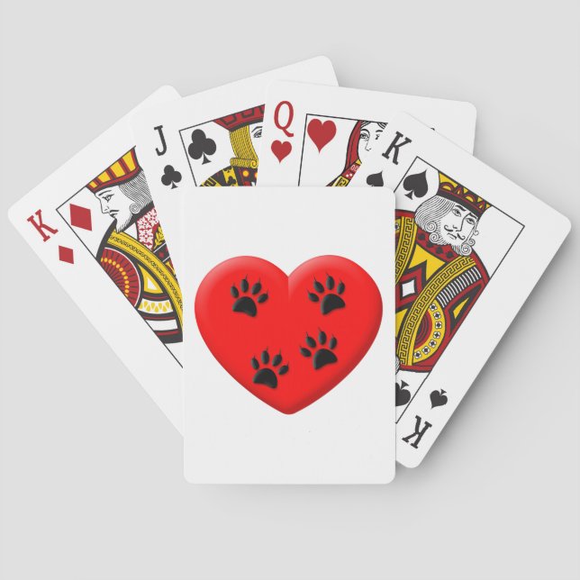 Jeu De Cartes Amoureux des chats Red Heart Et Paws (dos)