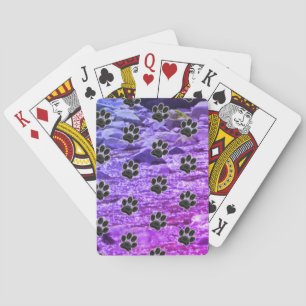 Jeu De Cartes Amoureux des chiens Blue Purple Clouds Black Puppy