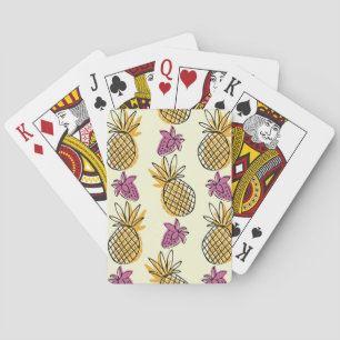 Jeu De Cartes Ananas, fraise design textile vintage.