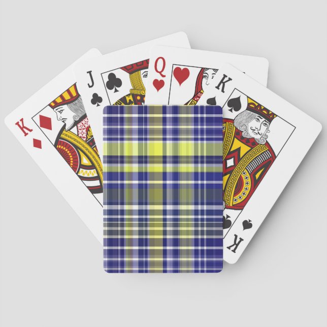 Jeu De Cartes Ananas Marine Bleu Blanc Preppy Madras Plaid (dos)
