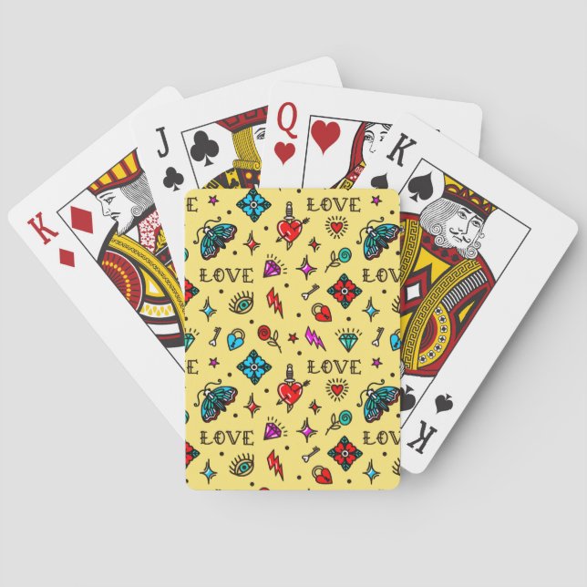 Jeu De Cartes Ancien Motif de tatouage de l'école (dos)