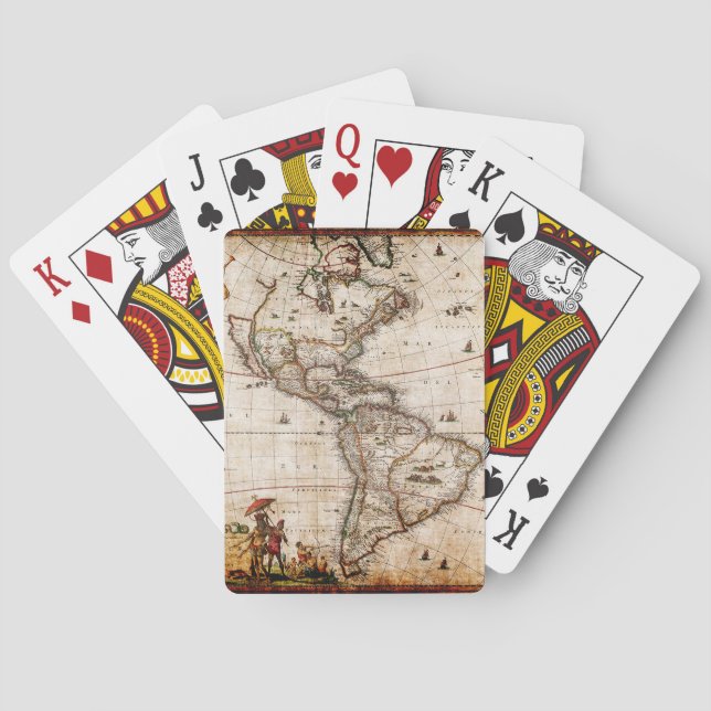 Jeu De Cartes Ancienne carte du continent américain (dos)