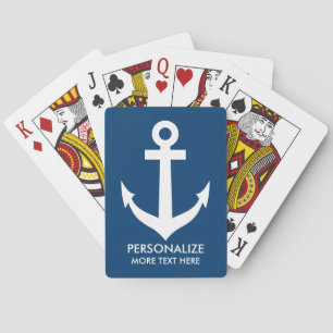 Jeu De Cartes Ancrage marin bleu marine personnalisé jouant aux 