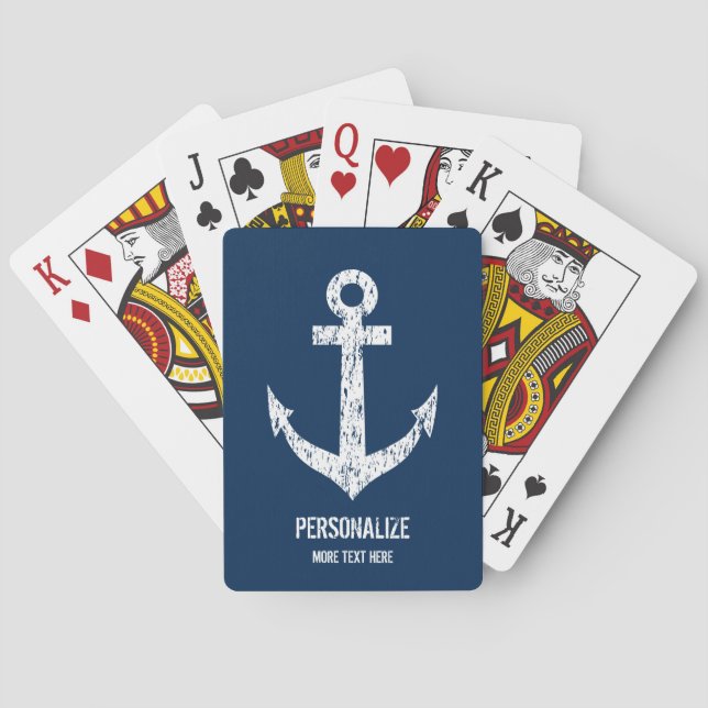 Jeu De Cartes Ancrage marin bleu marine personnalisé jouer carte (dos)