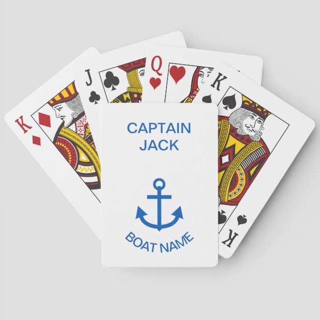 Jeu De Cartes Ancre Bleu Personnalisé Votre Nom De Bateau (dos)