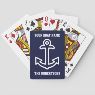 Jeu De Cartes Ancre de bateau bleu marine Cartes personnalisées