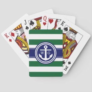 Jeu De Cartes Ancre de la bande de Preppy de Forest Green Navy