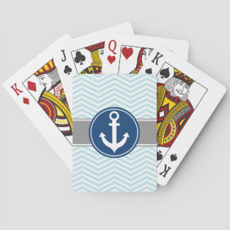 Jeu De Cartes Ancre nautique bleu poudre Chevron
