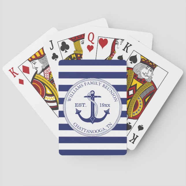 Jeu De Cartes Ancre nautique de réunion familiale Nom du monogra (dos)