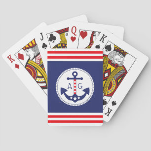 Jeu De Cartes Ancre nautique Étoiles et rayures patriotiques Mon