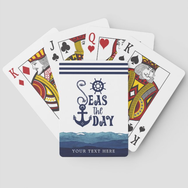 Jeu De Cartes Ancre nautique LA JOURNÉE AQUATIQUE Waves NavY (dos)
